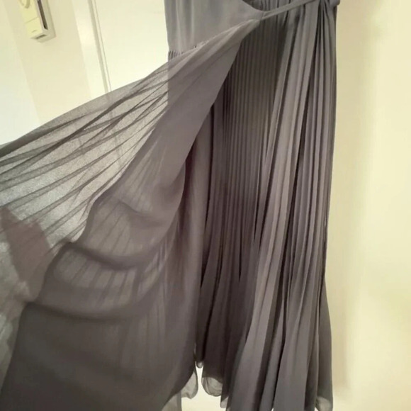 Aritzia Wilfred Beaune Pleated Sheer Chiffon Wrap Dress V-Neck Flowy Women's XS - Picture 8 of 15